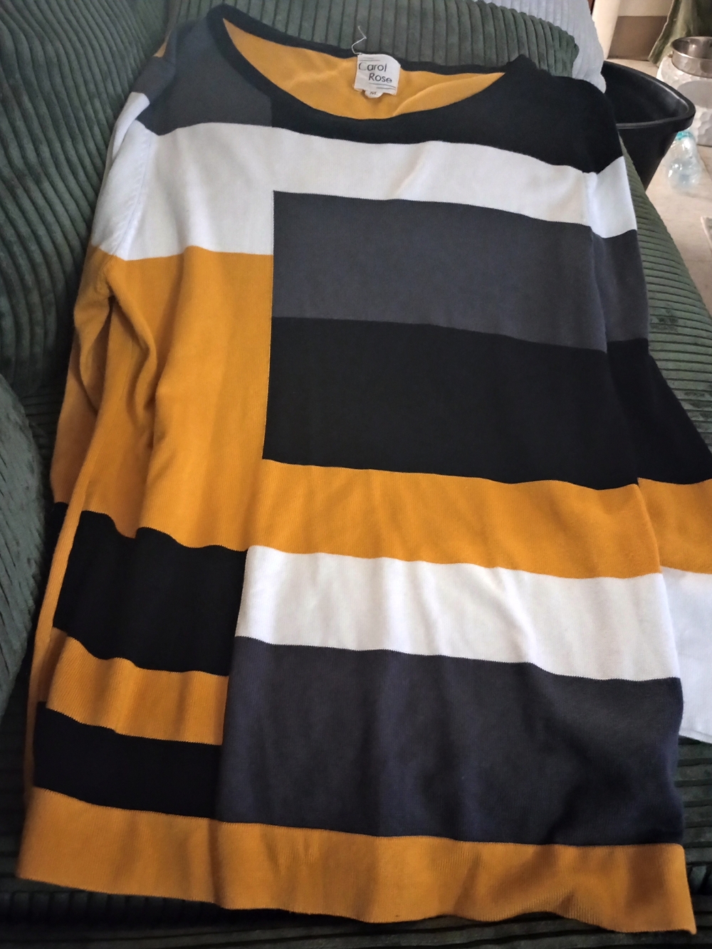 Carol Rose Colorblock Tunic in Mustard, Black & White